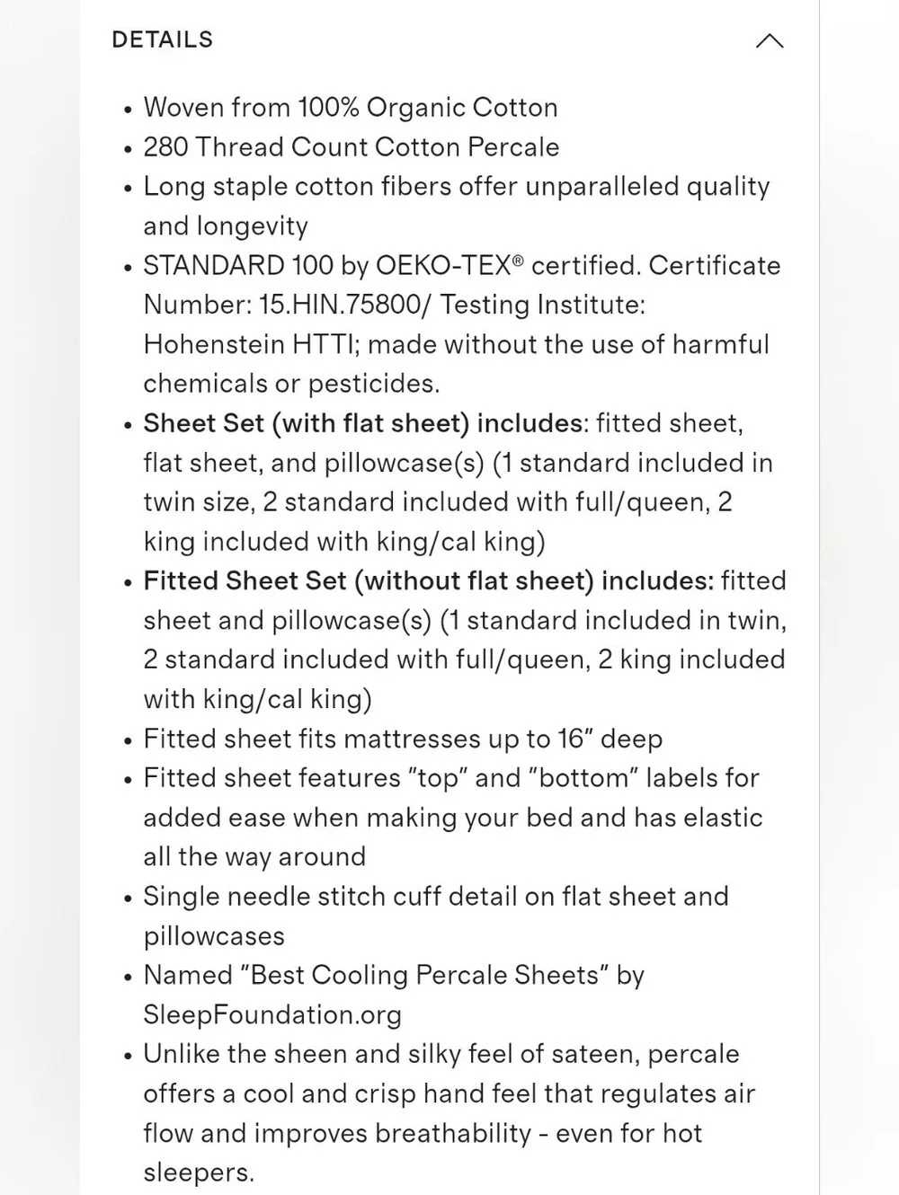 Quince Organic Cotton Percale White/ Sand Sheet & 1 Pillowcase! Twin (236)(READ)